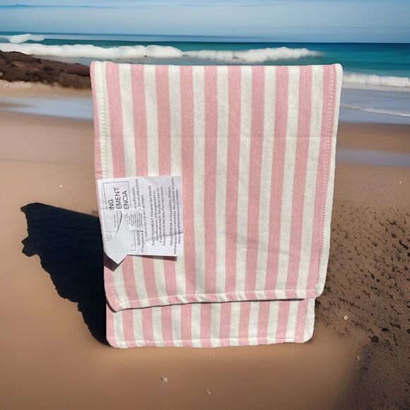 Paris Hilton Monica + Andy Burp Cloth 100% Organic Cotton Pink / White Stripe - Picture 4 of 10